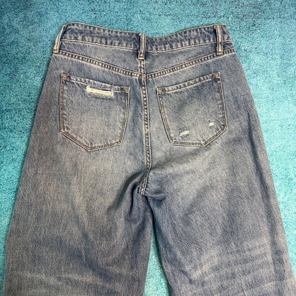 I&M Black Label Distressed Womens Wide Leg Denim Blue Jeans Size 5 Fits 28x29 - Picture 12 of 15